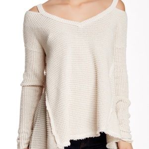 Free People Creme Moonshine Cold Shoulder Sweater